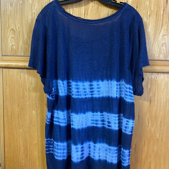 Sheer linen tunic top with tie dye stripes - Picture 2 of 3